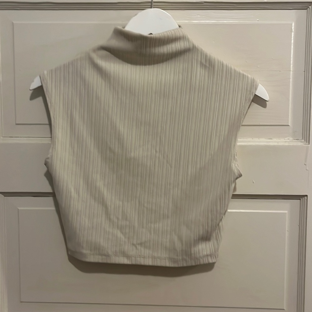 N/T cream ribbed sleeveless top